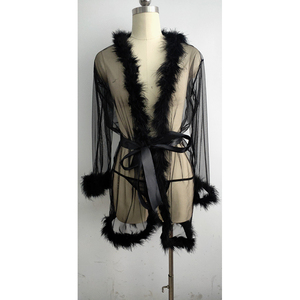 Lot de peignoir et culotte transparents pour femmes, sous-vêtements Sexy, en peluche, style européen et américain, livraison gratuite - Product Image 6
