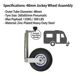 Ensemble de roue de remorquage pour caravane de 48 mm avec pneu pneumatique de 260 mm, remorque utilitaire robuste, capacité de charge maximale de 135 kg (300 lb) - Product Image 2
