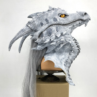 Masque en latex d'animal populaire 2025, accessoires de mascarade d'Halloween, masque de dinosaure, masque de dragon blanc