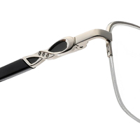 Montures optiques en métal semi-cerclées de luxe avec logo personnalisé, montures de lunettes en acétate tendance pour femmes, ensemble de lunettes de vue