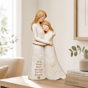 Statue en résine Uionen Mère et Fille enlacées, Cadeau d'anniversaire pour maman, Décoration de la maison pour la Fête des Mères, Sculpture Ornementale - Product Image 2