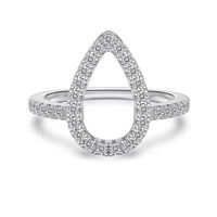 Anillo de Compromiso de Plata de Ley con Diseño de Dylam Charm, Bañado en Rodio y Oro de 14K, con Circonita Cúbica 5A en Forma de Lágrima