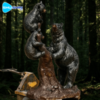 Statue de Famille d'Ours en Bronze, Sculpture Métallique Moulée sous Pression, Décoration de Jardin, Patine Traditionnelle Antique, Sculpture Décorative pour Forêt