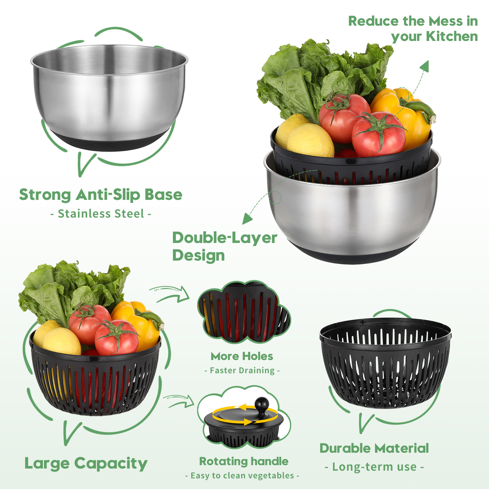 salad spinner stainless steel