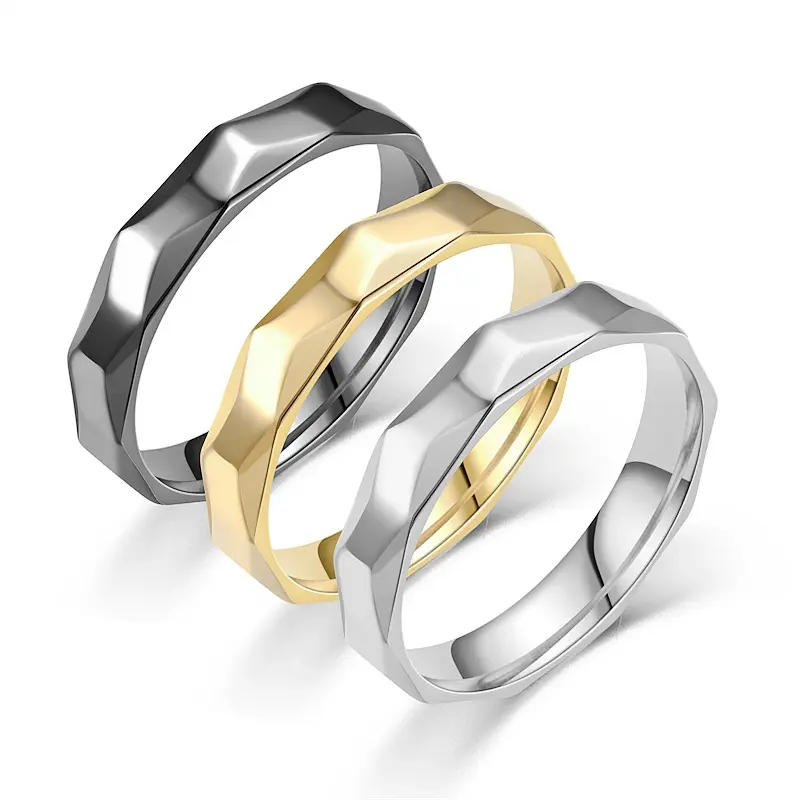 Wholesale Explosive Argyle Plain Circle Men's And Women's Stainless Steel Ring Jewelry