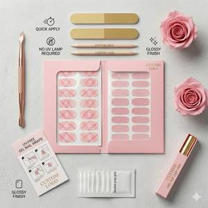 Kit Unghie in Gel Senza UV con Logo Personalizzato, 20 Pezzi, Tutto in Uno, Senza Lampada, Set Manicure in Gel Autoadesivo per <span class=keywords><strong>Casa</strong></span> e Viaggio - Product Image 2