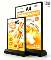 Support d'affichage de menu lumineux de table YUNJI en panneau ABS, LED double face, rechargeable, alimenté par batterie, 5000 lumens