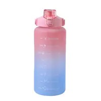 2000Ml Sport Kleurrijke Gradient Fles Cartoon Sticker Grote Capaciteit Trending Gym Motivatie Plastic Waterfles