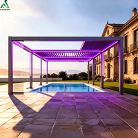 Pergola motorisée en aluminium à toit réglable, imperméable et résistante aux intempéries, de qualité supérieure ANCSEM, pour jardin et pavillon extérieur