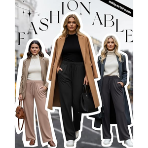 Pantalons de yoga à jambes larges pour femmes Pantalons de survêtement décontractés à cordon de serrage Taille élastique Pantalons amples de détente avec poches Confortables Toutes tailles - Product Image 3