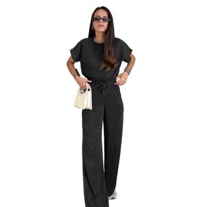 Combinaison <span class=keywords><strong>pantalon</strong></span> décontractée élégante à <span class=keywords><strong>taille</strong></span> <span class=keywords><strong>haute</strong></span> et à jambes larges - Product Image 4