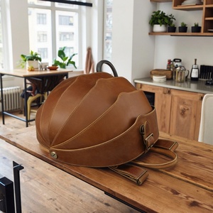 Stylish Girl Men's Vintage Cowhide Leather <b>Backpack</b> New Beetle Design Polyester Lining Open Closure for Outdoor Hiking Travel - Product Image 3