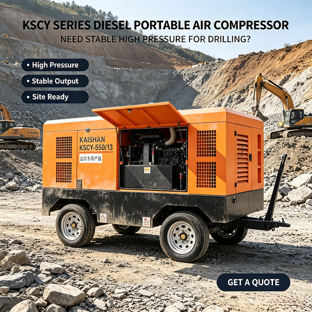 KAISHAN KSCY Series KSCY-550/13 24V Lubricated Air Cooled Diesel Engine New Portable Screw Compressor 550CFM