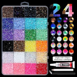 Kit de strass à dos plat et perles en résine de qualité supérieure (24/28 grilles), kit DIY <span class=keywords><strong>pour</strong></span> nail art, fournitures de décoration d'ongles en gros <span class=keywords><strong>pour</strong></span> salon - Product Image 1