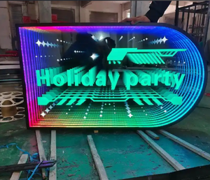 Miroir néon personnalisable, miroir abyssal, miroir Lasagna, miroir à effet infini, carrelage de sol LED, mur de fond suspendu lumineux, mot lumineux - Product Image 5