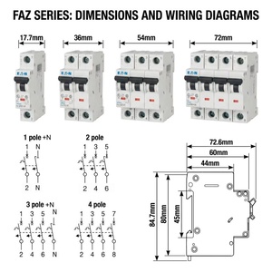 Disjoncteur <span class=keywords><strong>miniature</strong></span> EATON FAZ Series FAZ-<span class=keywords><strong>C15</strong></span>/1-RT 15A 1P CCC UL pour boîte de distribution résidentielle - Product Image 3