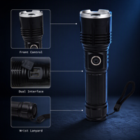 Lampe torche tactique 800 lumens IP54 rechargeable par type C en aluminium avec zoom laser blanc pour le camping, la randonnée, la chasse et les activités de plein air