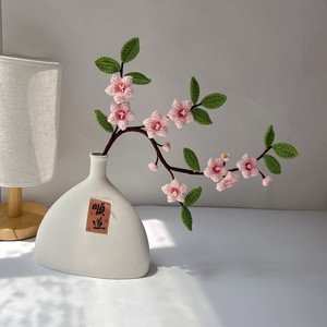 Hoogwaardige katoenen grote stengel haakwerk perzikbloesem |   Romantisch, dromerig, handgemaakt ambachtelijk cadeau voor Thanksgiving, Kerstmis, nieuw. - Product Image 2