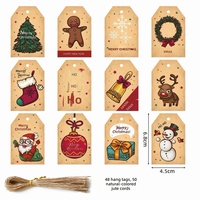 Étiquettes cadeaux de Noël en papier kraft personnalisées en gros, forme rectangulaire, découpées, 50 pièces avec ficelle pour chaussures, vêtements, sacs, cadeaux de fêtes