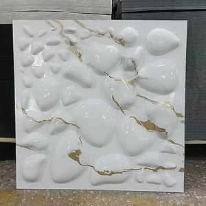 Design de mode 500*500mm Taille PVC Papier Peint Autocollant Salon Intérieur Art Décoration Pvc 3d Panneaux Muraux Blanc Paillettes - Product Image 4