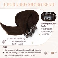Extensions de cheveux Microlink, micro-boucles, cheveux humains doux, extensions de cheveux humains naturels, balayage brun foncé avec brun moyen