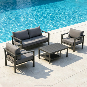 OSMEN Berlin - Mobilier de jardin moderne en métal pour l'extérieur - Canapé de patio avec table basse en aluminium - Ensemble de 4 pièces - Product Image 2