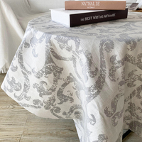 Mantel Redondo de Lino Francés 100% Jacquard Rústico con Estampado Personalizado, Verde, para Banquetes de Hotel