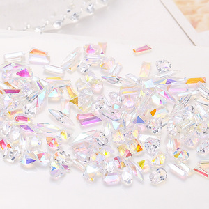 เรซิ่น AB สีรุ้ง 100 ชิ้น แบบหลังแบน ประดับตกแต่งเล็บหลากสีสัน วิบวับ - Product Image 1