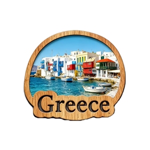 <strong>Acropolis</strong> Santorini Art Deco Wooden Fridge Magnets Eco-Friendly Greek Travel Gift - Product Image 3