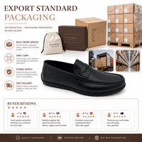 Mocassins Penny pour Homme en Cuir Noir Mat Intemporel, à Enfiler, avec Coutures Chevalières et Semelle Crantée