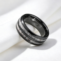 Bague en carbure de tungstène noir de 8 mm avec incrustation d'antlers de cerf, ajustement confortable, pour mariage, anniversaire ou fête, pour hommes et femmes, vente en gros