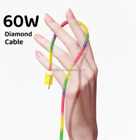 Nouveau câble de charge rapide 60W Diamond 2025 avec conducteur en cuivre pur pour iPhone 14/16/17 Pro Max, ordinateur et écouteurs
