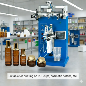 Round Bottle Screen Printing Machine, Paper Cup Screen Printer, Cylindrical Screen Printing Equipment for Plastic Cups