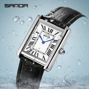<span class=keywords><strong>Montre</strong></span> classique <span class=keywords><strong>rectangulaire</strong></span> pour <span class=keywords><strong>femme</strong></span> avec fermoir papillon personnalisable, logo tendance, cuir véritable, étanche, mouvement à quartz - Product Image 2