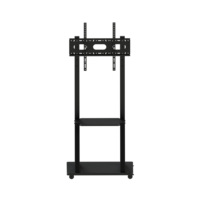 Chariot TV mobile en acier laminé à froid, finition peinte en poudre noire, pour téléviseurs de 40 à 85 pouces, jusqu'à 75 kg/165 lb, VESA max 600x500 mm