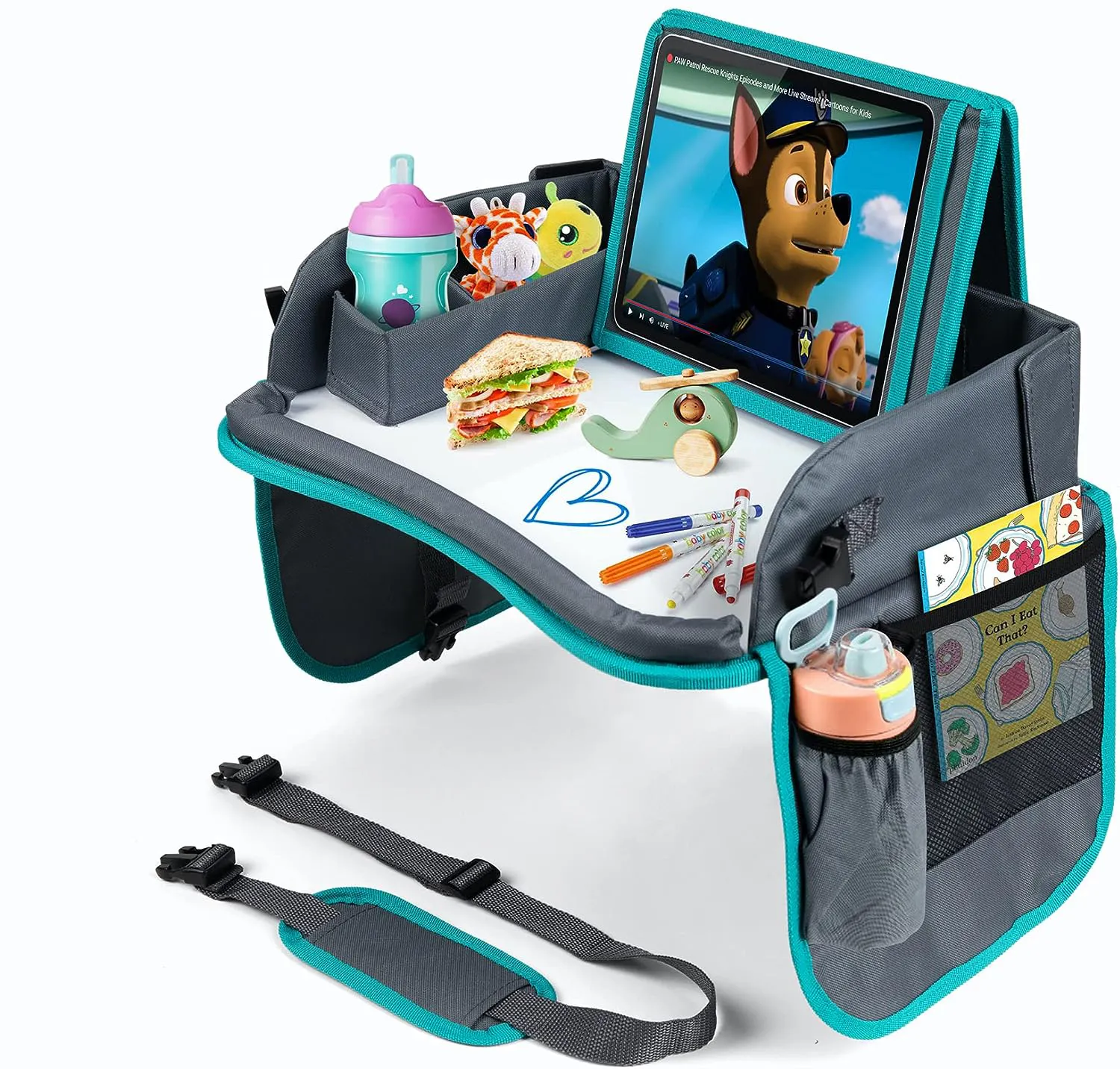 Du lịch không khí thực phẩm & chơi hoạt động tổ chức ghế xe trẻ em chơi khay với máy tính bảng chủ