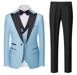 Completo Elegante da <span class=keywords><strong>Uomo</strong></span> in Lana di Alta Qualità, Vestito Formale <span class=keywords><strong>Slim</strong></span> <span class=keywords><strong>Fit</strong></span> <span class=keywords><strong>Blu</strong></span> Traspirante Antistatico con Zip per Adulti - Product Image 3