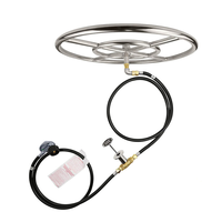 Kit de brûleur annulaire en acier inoxydable pour foyer extérieur avec tuyau et système d'allumage pour foyers au gaz naturel/propane