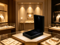Boîte à bijoux LED personnalisable avec logo pour colliers, bagues, boucles d'oreilles, pendentifs, bracelets – Présentoir et emballage cadeau