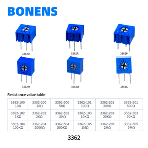 BONENS 3362P ตัวต้านทานเซอร์เมทแบบหมุนเดี่ยว 10K 10% แบบ Through-hole 0.25W - Product Image 4