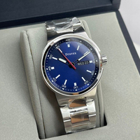 Montre automatique mécanique de luxe d'occasion rouge lumineuse pour pilote, 41 mm, bleue, étanche 100 m, en acier inoxydable, pour homme, avec calendrier, pour l'extérieur