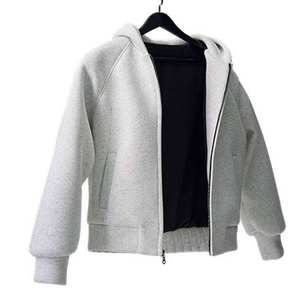 Venta al por mayor de peso pesado de <span class=keywords><strong>color</strong></span> sólido de impresión personalizada Boxy Oversized Boxy Hoodie recortada de peso pesado de dos vías sudaderas con cremallera - Product Image 5