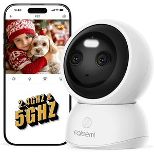Cámara de Seguridad Interior Faleemi de Doble Lente 2K, WiFi 2.4GHz 5GHz, PTZ con Aplicación Móvil, Audio Bidireccional, Seguimiento de Movimiento - Product Image 1