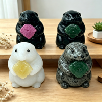 Figurines d'animaux en pierre naturelle sculptée (Marmotte et Licorne) pour la décoration de bureau et les cadeaux de festival – Vente en gros