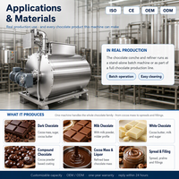 Machine à raffiner le chocolat pour chocolat noir, chocolat au lait, chocolat blanc, chocolat composé, masse de cacao, pâte à tartiner et garniture au chocolat