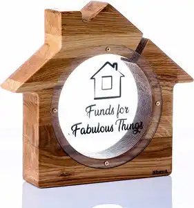 Jolie maison en bois en forme de maison tirelire d'épargne tirelire boîte pour collection de pièces de monnaie enfants tirelire faite à la main