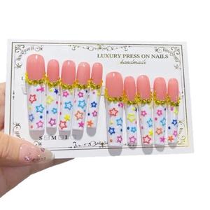 Ms.Miemie 10 <span class=keywords><strong>Uñas</strong></span> Postizas Hechas a Mano de Alta Gama, Blancas, Cuadradas, Largas, con Diseño de Ojo de Gato, Danza del <span class=keywords><strong>León</strong></span> y Lazo, para Aplicación en Dedos, <span class=keywords><strong>Uñas</strong></span> al por Mayor - Product Image 4