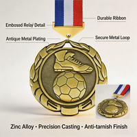 Médailles et trophées sportifs personnalisés en métal pour événements de football, cadeaux pour la remise des diplômes et le Nouvel An