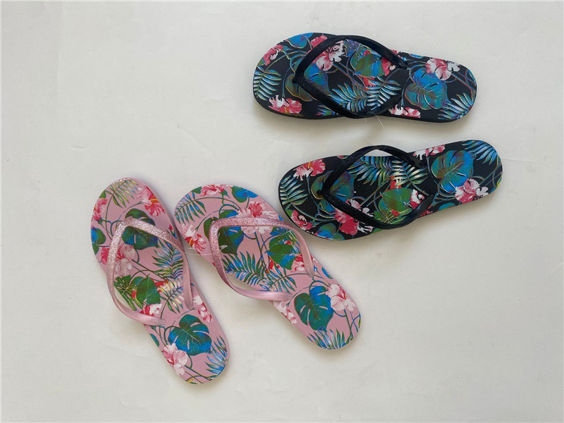 OEM PE PVC Printed Flip-flops Women Summer Beach Shoes Fashion Outdoor Filp Flops