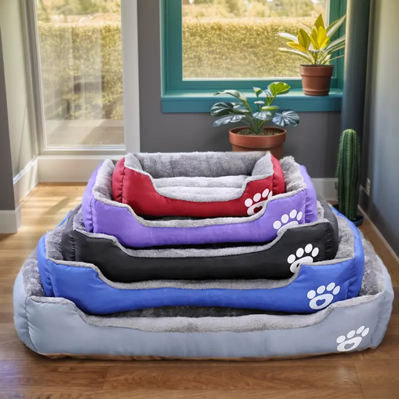 Yüksek kaliteli pamuk oxford kumaş renk özelleştirilmiş yarı kapalı pet yuva küçük ortopedik köpek yatağı